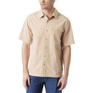 BASS OUTDOOR Mens Trailer A.C. Button Up Shirt, Beige, NWT